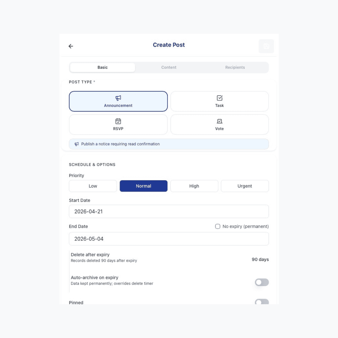 Board page showing a Task card with the progress increment button and current progress percentage displayed on the card